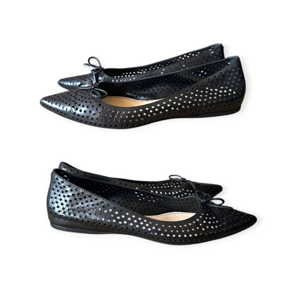 Prada Pointed Toe Flats, Black Perforated Leather, Size 39 EU, dust bag/box - Picture 15 of 15